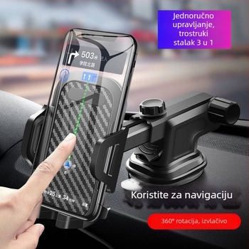 Držač za telefon u automobilu s usisavačem i nosačem na otvor za ventilaciju, gravitacijski držač, punjiva navigacijska podrška za ploču
