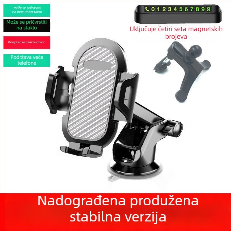 Držač za telefon u automobilu s usisavačem i nosačem na otvor za ventilaciju, gravitacijski držač, punjiva navigacijska podrška za ploču