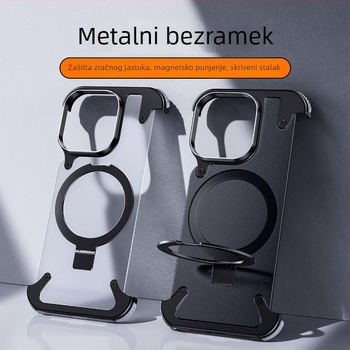 Kućište za telefon za iPhone 14 / 14 Max s metalnim okvirom i zračnim jastukom (Materijal: Metal + PC; Stil: Two in One, Business, Retro, Nordic; Obrada: Hot Pressing; Funkcije: Šok-dokaznost, Držač, magnetsko privlačenje, otpor otiscima prstiju; Kompatibi