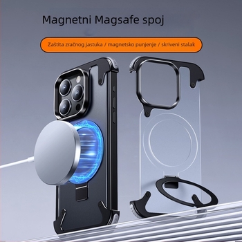 Kućište za telefon za iPhone 14 / 14 Max s metalnim okvirom i zračnim jastukom (Materijal: Metal + PC; Stil: Two in One, Business, Retro, Nordic; Obrada: Hot Pressing; Funkcije: Šok-dokaznost, Držač, magnetsko privlačenje, otpor otiscima prstiju; Kompatibi