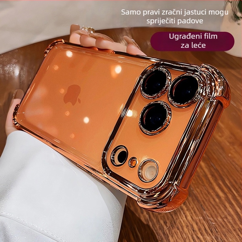 Prozirno otporan TPU kućište za iPhone 17 s elektroplatiranim rubovima, potpuna zaštita i zaštita objektiva kamere