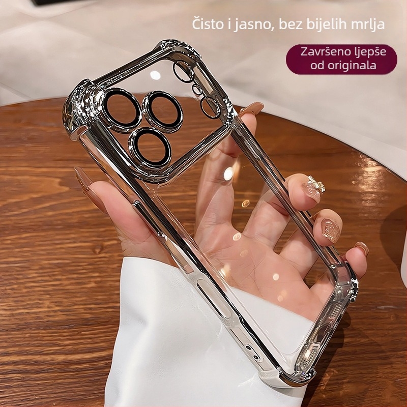 Prozirno otporan TPU kućište za iPhone 17 s elektroplatiranim rubovima, potpuna zaštita i zaštita objektiva kamere