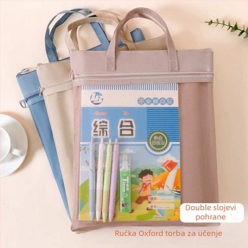 Torba za dopunske lekcije za učenike - velika kapaciteta, vodootporna Oxford tkanina, prijenosna torba za pohranu radnih listova za osnovnu i srednju školu, unisex