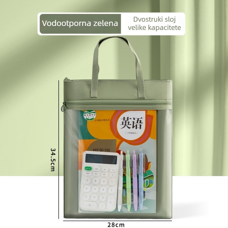 Torba za dopunske lekcije za učenike - velika kapaciteta, vodootporna Oxford tkanina, prijenosna torba za pohranu radnih listova za osnovnu i srednju školu, unisex