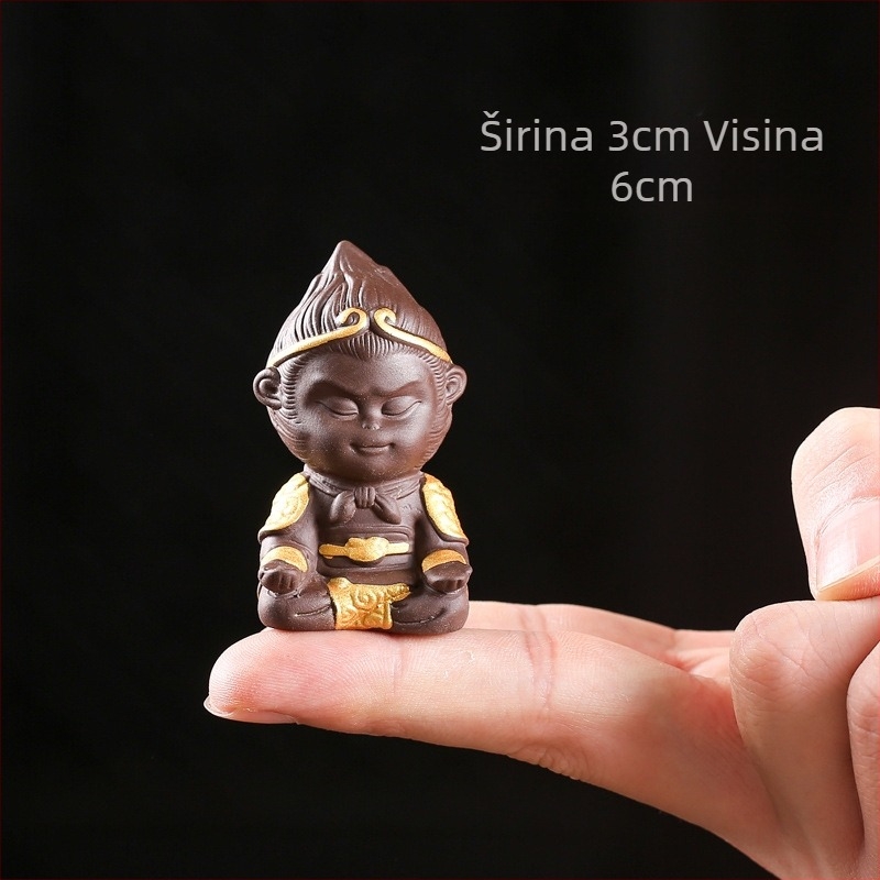 Mini bonsai keramiška ukrasna figura od ljubičaste pijesčne gline, kineski stil, ručna izrada, figura lika za mikropejzaž i akvarij