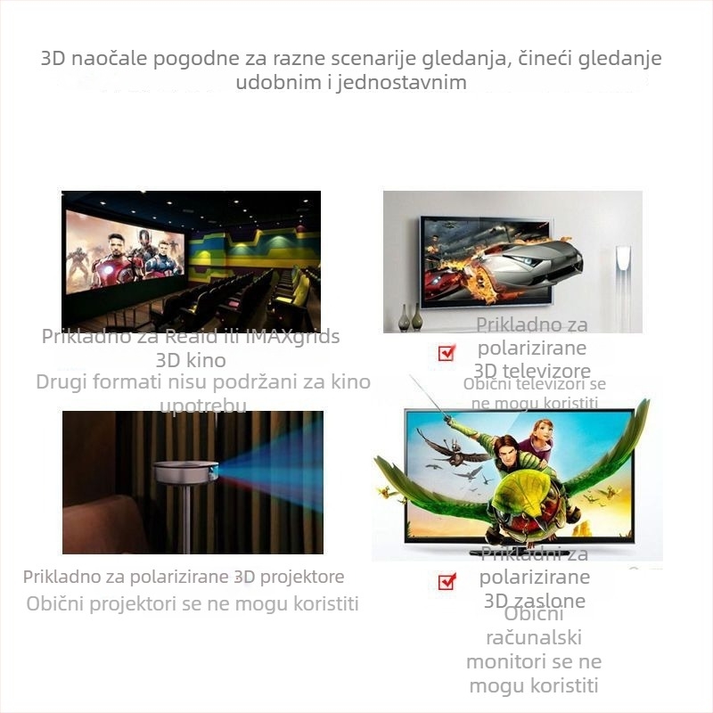 Kino 3D naočale IMAX polarizirane za odrasle i djecu, polarizirane 3D naočale za miopiju