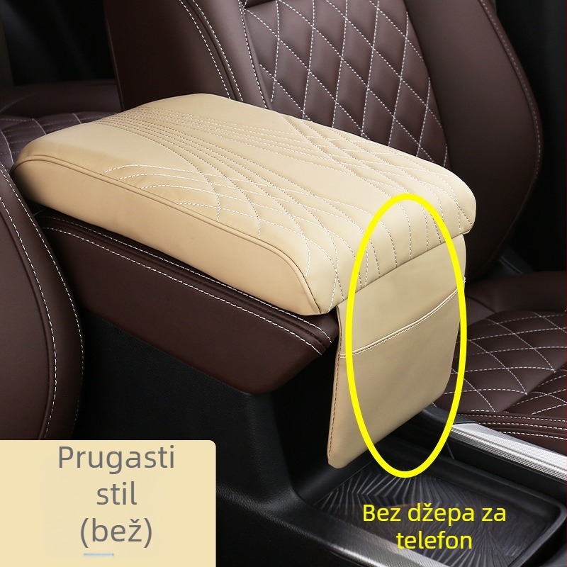 Kožni jastučić naslona za ruku s džepom za telefon i držačem za čašu, Sail family, univerzalna kompatibilnost