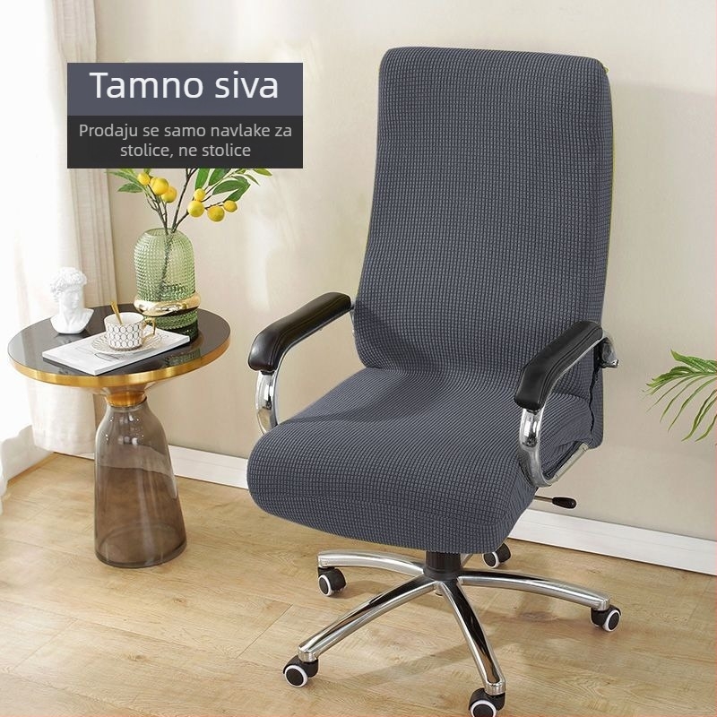 Povećana navlaka za uredsku stolicu s elastičnim naslonom i naslonima, pravokutna, od flanel materijala, protuklizna, otporna na habanje, protiv prašine
