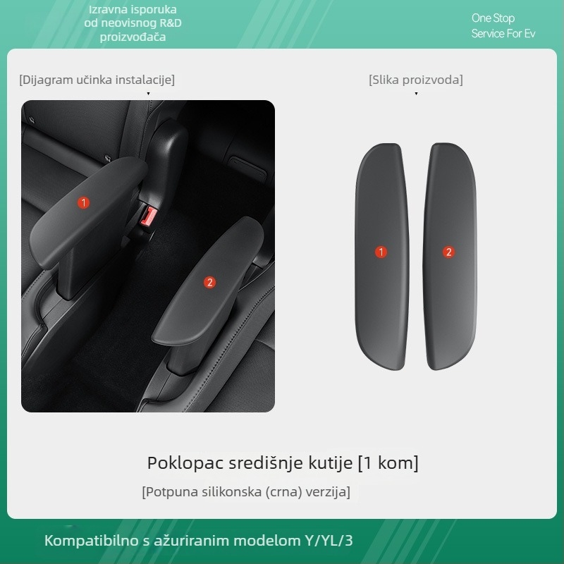 Gumeni zaštitni poklopac kutije naslona za Tesla Model Y i Model 3