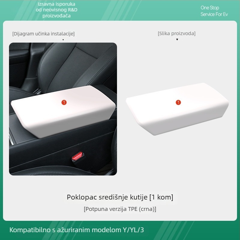 Gumeni zaštitni poklopac kutije naslona za Tesla Model Y i Model 3