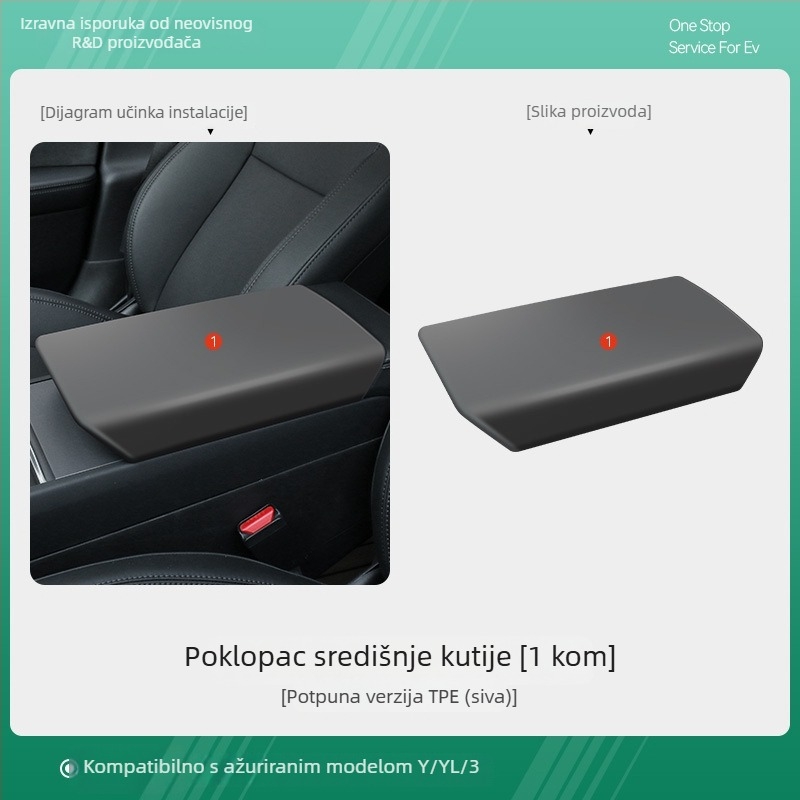Gumeni zaštitni poklopac kutije naslona za Tesla Model Y i Model 3