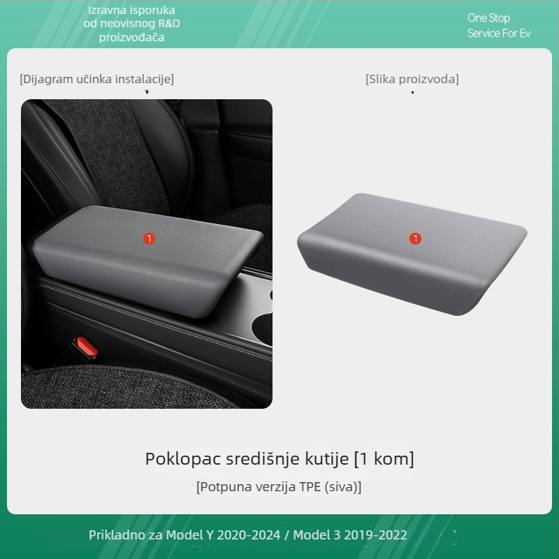 Gumeni zaštitni poklopac kutije naslona za Tesla Model Y i Model 3