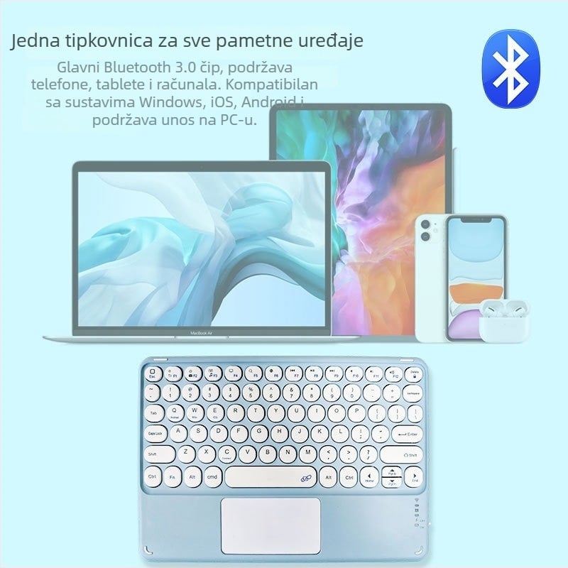 Bluetooth tipkovnica za tablet 9,7–11 inča, tiha, bežična, ergonomska