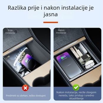 Plastični poklopac srednje konzole za Tesla Model Y i Model 3; poklopac pretinca za naslon za ruku; privatno skladište