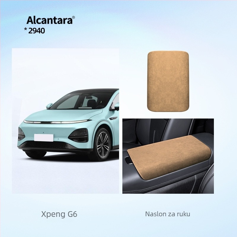 SNBLO Navlaka za kutiju naslona za Xiaopeng G6, Alcantara velur, središnji jastučić