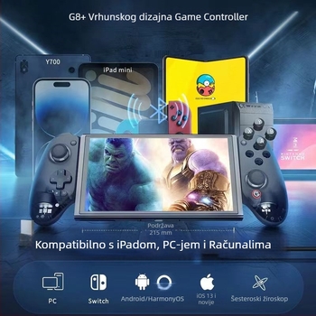 GameSir G8+ bežični gamepad s Bluetoothom, USB-C sučeljem, vibracijom, kompatibilan s PC-om, Switchom i mobilnim uređajima