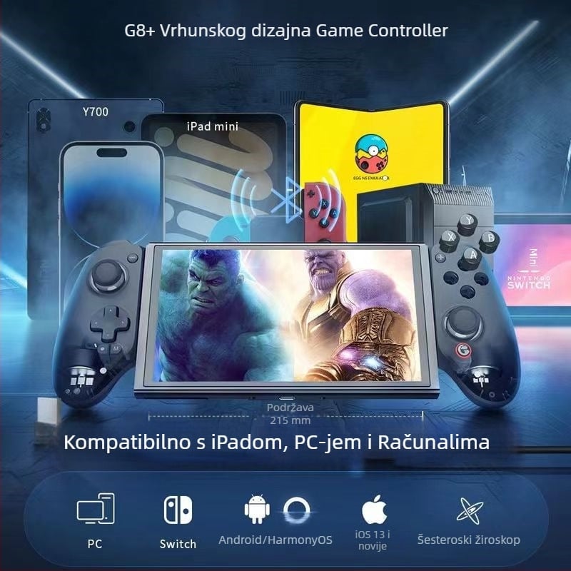 GameSir G8+ bežični gamepad s Bluetoothom, USB-C sučeljem, vibracijom, kompatibilan s PC-om, Switchom i mobilnim uređajima
