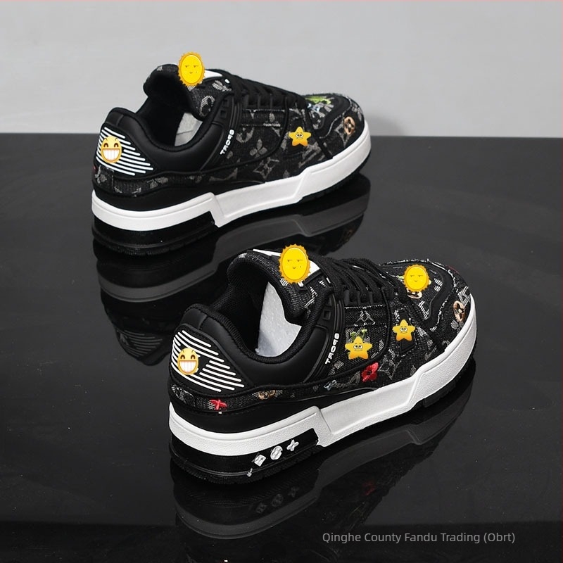 Platnene tenisice na platformu s broderijom, unisex, casual stil, S91 debela potplat