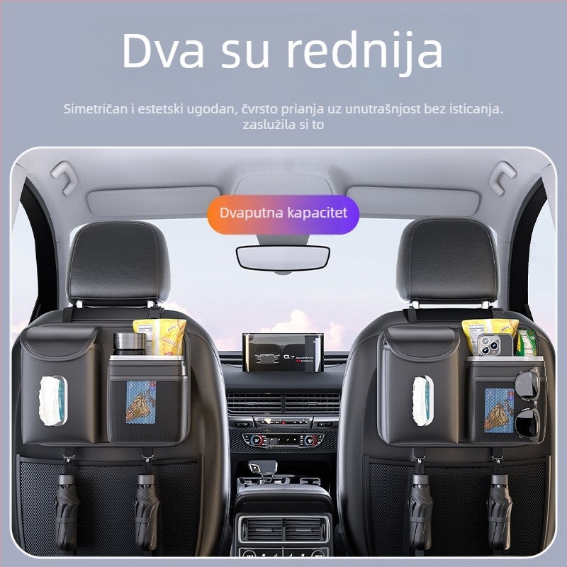 Kožni viseći organizator za stražnja sjedala automobila, koš za smeće i držač maramica, univerzalno kompatibilan, viseći dizajn