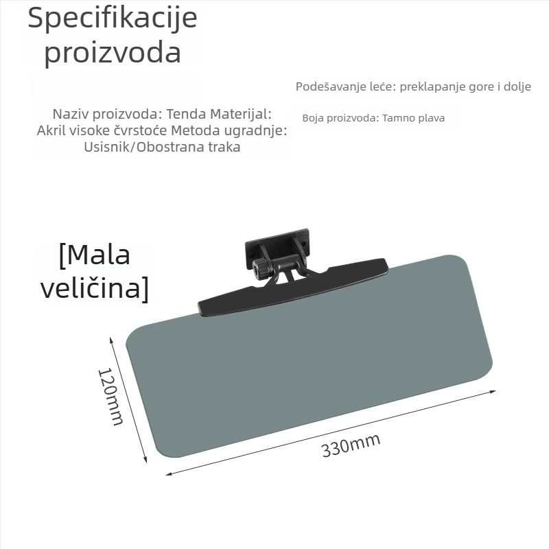 Univerzalni sunčani vizir s kozmetičkim ogledalom za električne tricikle i četverokolesna vozila, za vozača i suvozača