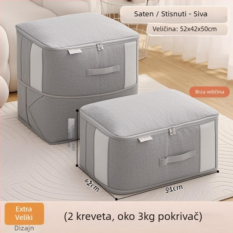 Torba za pohranu ćebeta, vizualna kompresijska torba, kubni oblik, satenski materijal, višenamjenski organizator odjeće