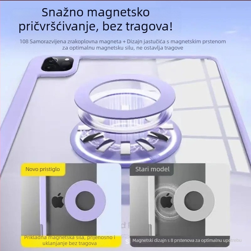 Akrilna magnetska odvojiva zaštitna futrola za iPad 11 i iPad Air 6; odvojivi Pro dizajn; držač u obliku slova Y; otporna na padove; futrola za 13-inčni tablet.