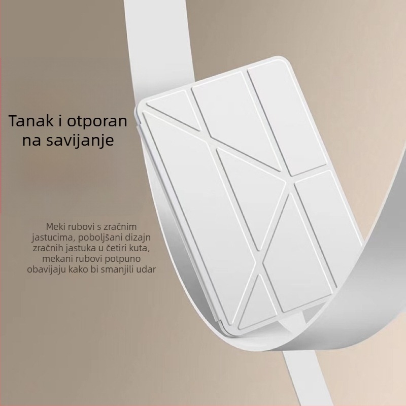 Prozirna akrilna zaštita za iPad s magnetskim zatvaranjem i Y‑stojanom, kompatibilna s iPad Air 5 i 9. generacijom, džep za olovku, zaštita od savijanja