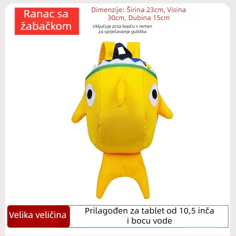 Ruksak u obliku ajkule za školu i putovanja • Najlon • Kapacitet ispod 20 L • Ustupa 10-inčni laptop • Uzorak: životinja
