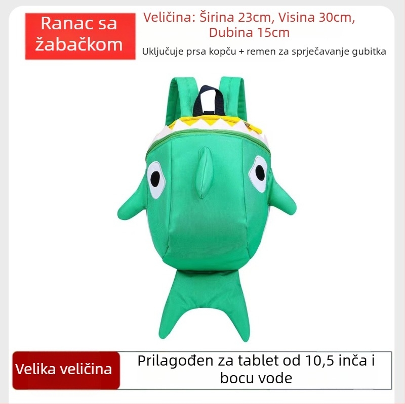 Ruksak u obliku ajkule za školu i putovanja • Najlon • Kapacitet ispod 20 L • Ustupa 10-inčni laptop • Uzorak: životinja