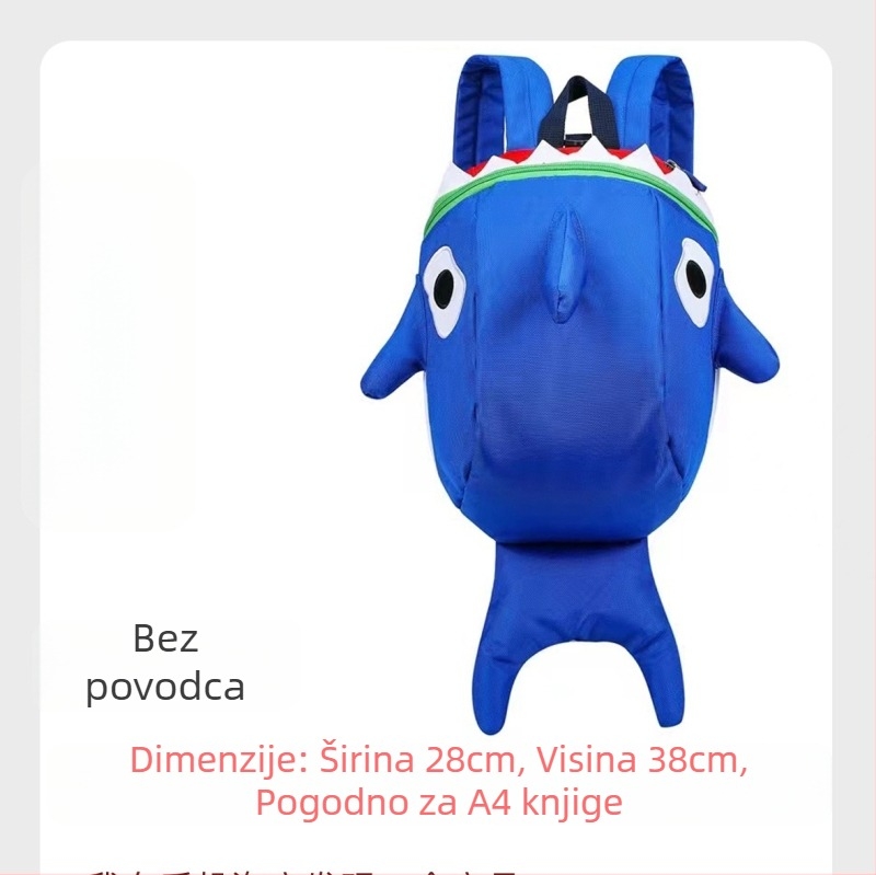 Ruksak u obliku ajkule za školu i putovanja • Najlon • Kapacitet ispod 20 L • Ustupa 10-inčni laptop • Uzorak: životinja