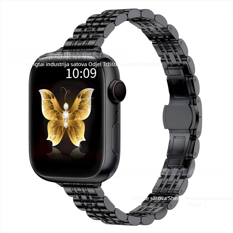 Metalni remen za Apple Watch S9/Ultra2, 14x12 mm, kopča leptir, dizajn sa sedam perli