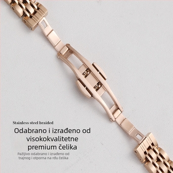 Remen od nehrđajućeg čelika za Apple Watch s leptir kopčom, sedmeročlano povezivanje, tanak dizajn