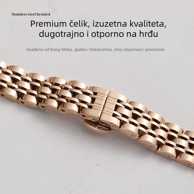 Remen od nehrđajućeg čelika za Apple Watch s leptir kopčom, sedmeročlano povezivanje, tanak dizajn