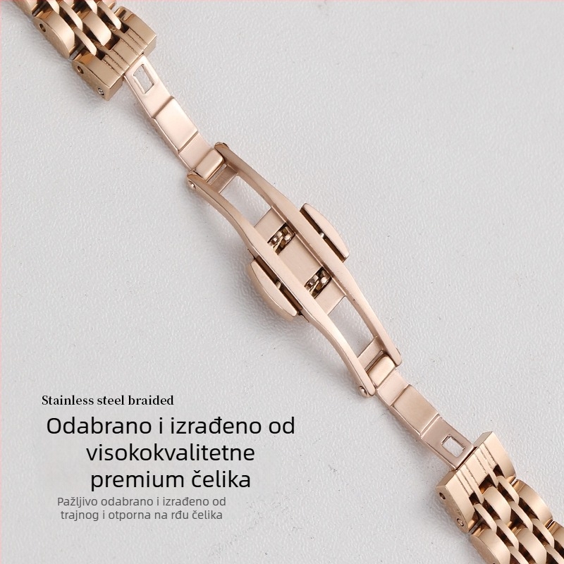 Remen od nehrđajućeg čelika za Apple Watch s leptir kopčom, sedmeročlano povezivanje, tanak dizajn