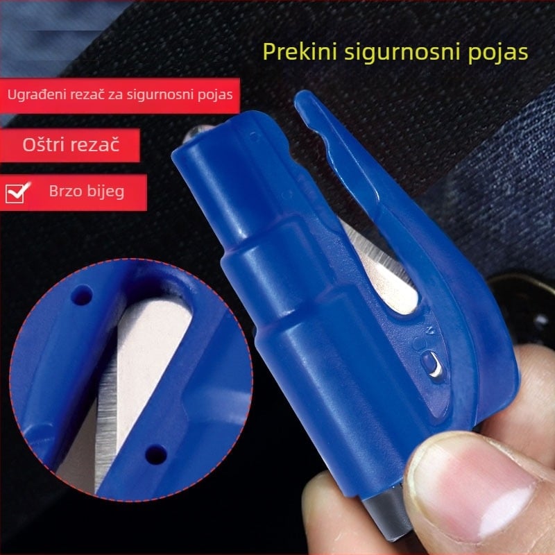 Ključni pomoćni čekić za automobil – razbijač prozora, mini sigurnosni čekić s rezačem pojasa (Brand: Shaft worker; Material: Plastic; Weight: 21 g)