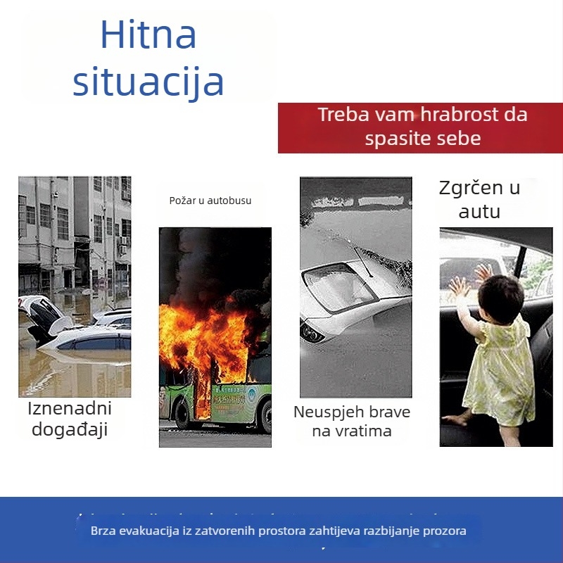 Ključni pomoćni čekić za automobil – razbijač prozora, mini sigurnosni čekić s rezačem pojasa (Brand: Shaft worker; Material: Plastic; Weight: 21 g)