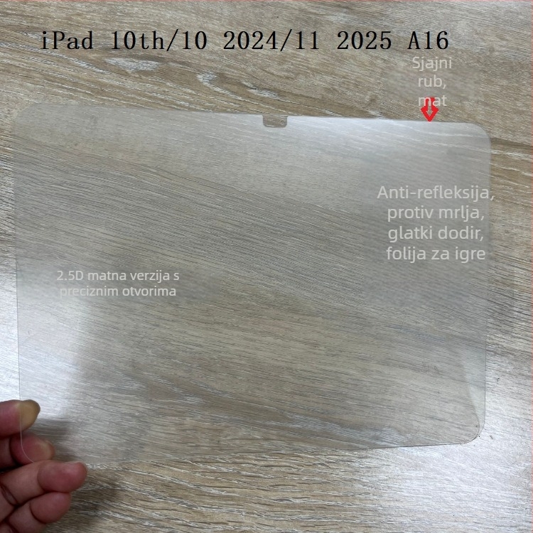 Zaštitno staklo zaslon za iPad 10. generacije (2024) i iPad 11. generacije (2025) – filtr plave svjetlosti, mat završna obrada, 2.5D zaobljene rubove, potpuno prekrivanje zaslona, anti otisci prstiju, otporan na ogrebotine, prašina