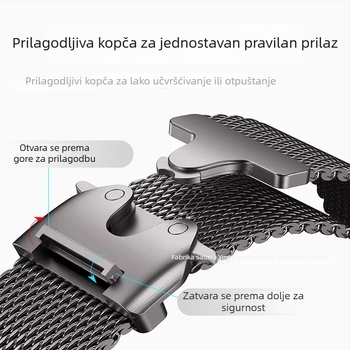 Narukvica za Redmi Watch 6 s Milanese kopčom tipa parachute, kompatibilna s Xiaomi Band 9 Pro i Huawei Fit4