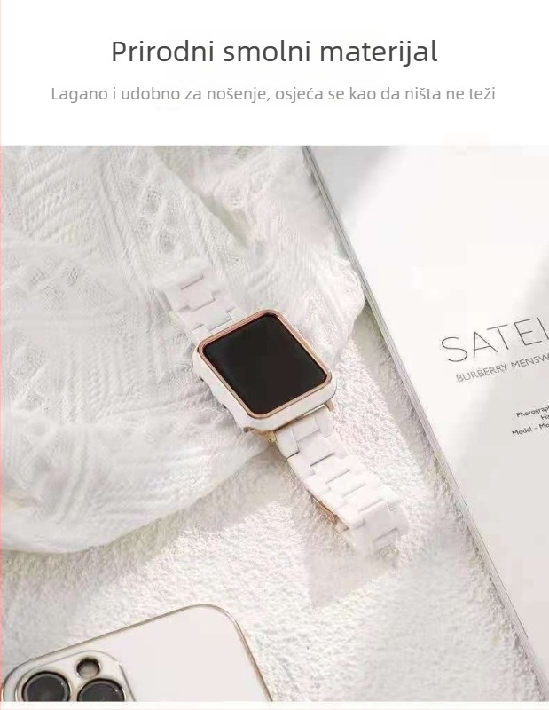 Remen od smole za Apple Watch Series 11, remen s tri perle i PC zaštitno kućište s temperiranim filmom