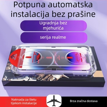 Staklena zaštita zaslona od temperiranog stakla za realme — prednji film, HD jasnoća, anti-plavo svjetlo, uključuje drugi naljepnicu paket