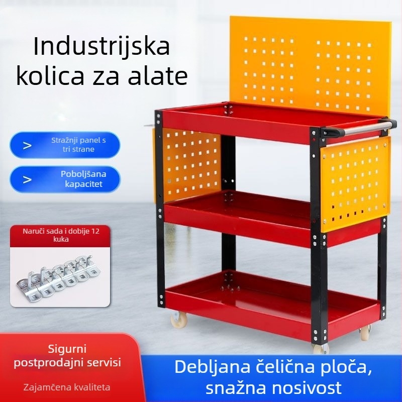 Trostruka kolica za alat za popravak automobila, mobilna, robusna, višefunkcionalna