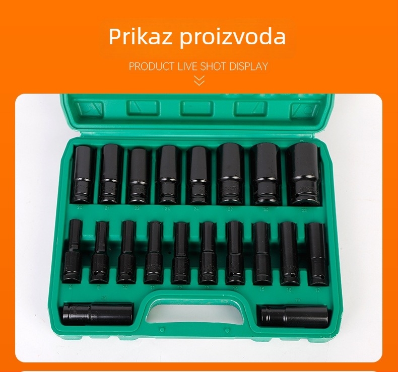 Pneumatski mali set s produženim dvostrukim setom, 10 ili 20 komada, krom-vanadij čelik, za auto i mehaničko održavanje