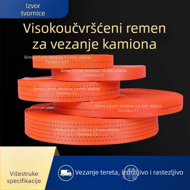 Visokoizdržljiv poliester remen za pričvršćivanje tereta za kamione i prikolice, širok i debeo