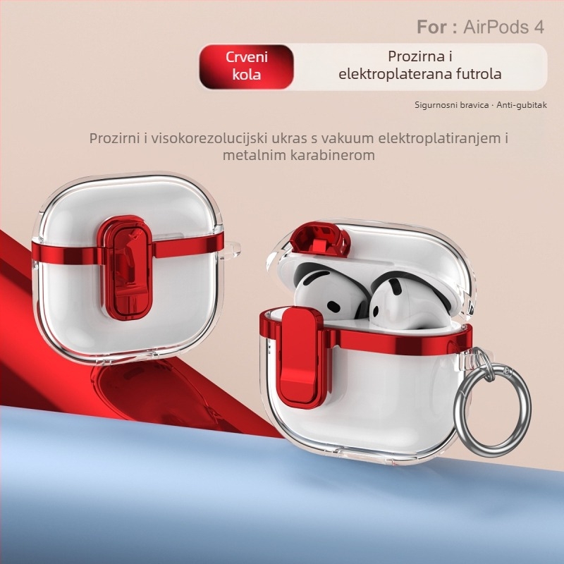 Zaštitno kućište za Apple AirPods 4. generacije s elektroplatinskim zatvaračem, visoka prozirnost, TPU, ubrizgano oblikovanje