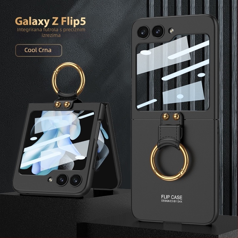 GKK Zaštitna maska za Samsung Z Flip6/5 — Ultra-tanki tvrdi PC kućište, injekcijsko oblikovanje, držač prstena, zaštita od pada