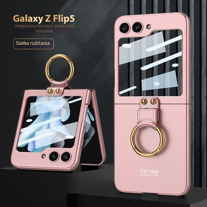 GKK Zaštitna maska za Samsung Z Flip6/5 — Ultra-tanki tvrdi PC kućište, injekcijsko oblikovanje, držač prstena, zaštita od pada