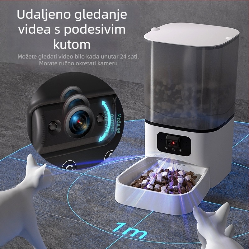 Automatska hranilica za mačke i pse sa vremenskim hranjenjem i kamerom za nadzor