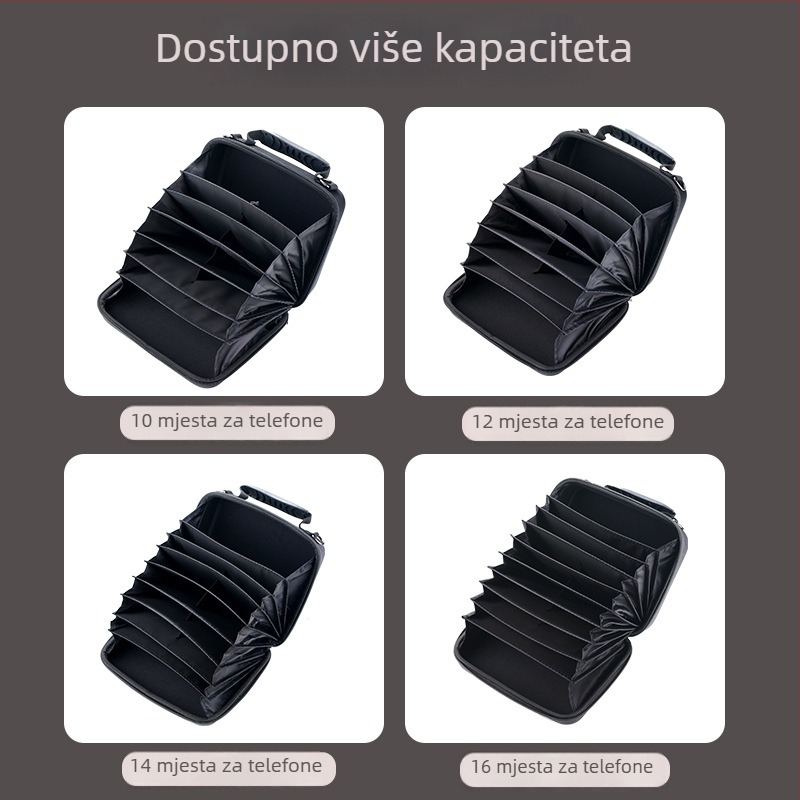 Torba za mobitel s višestrukim džepovima za kartice, kutijasti tvrdi kućište, Oxford platno, unisex, za 16 pametnih telefona