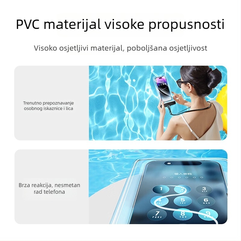 Prozirna vodootporna futrola za telefon s dodirnim zaslonom, pogodna za fotografiranje tijekom plivanja i vodnih parkova