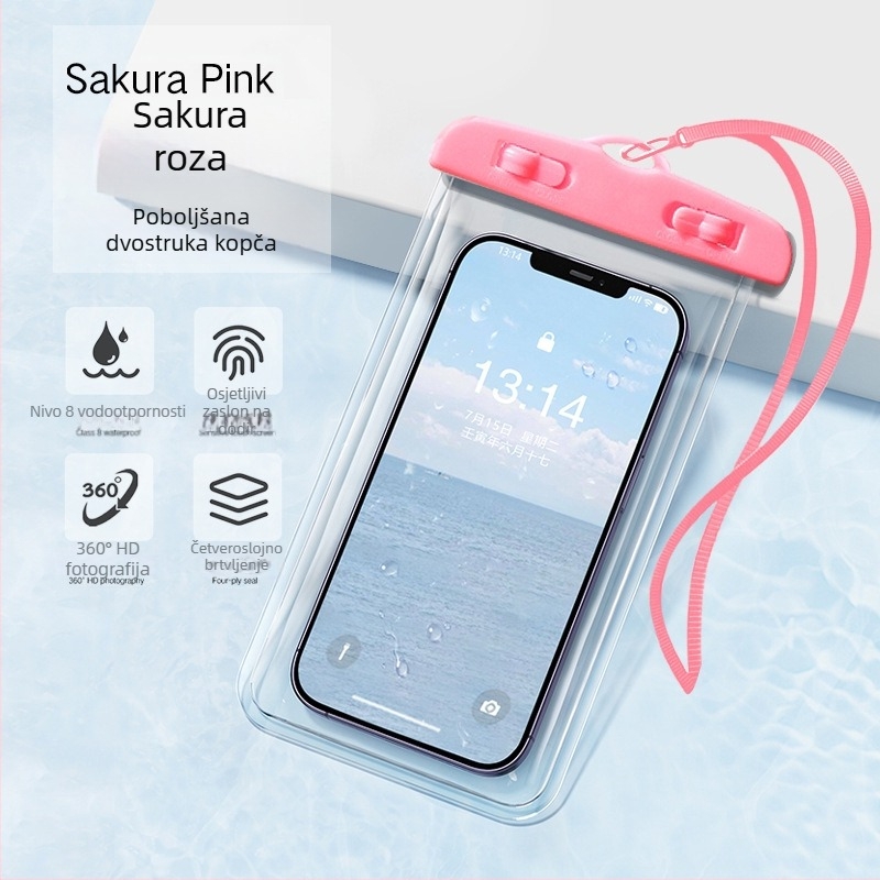 Prozirna vodootporna futrola za telefon s dodirnim zaslonom, pogodna za fotografiranje tijekom plivanja i vodnih parkova